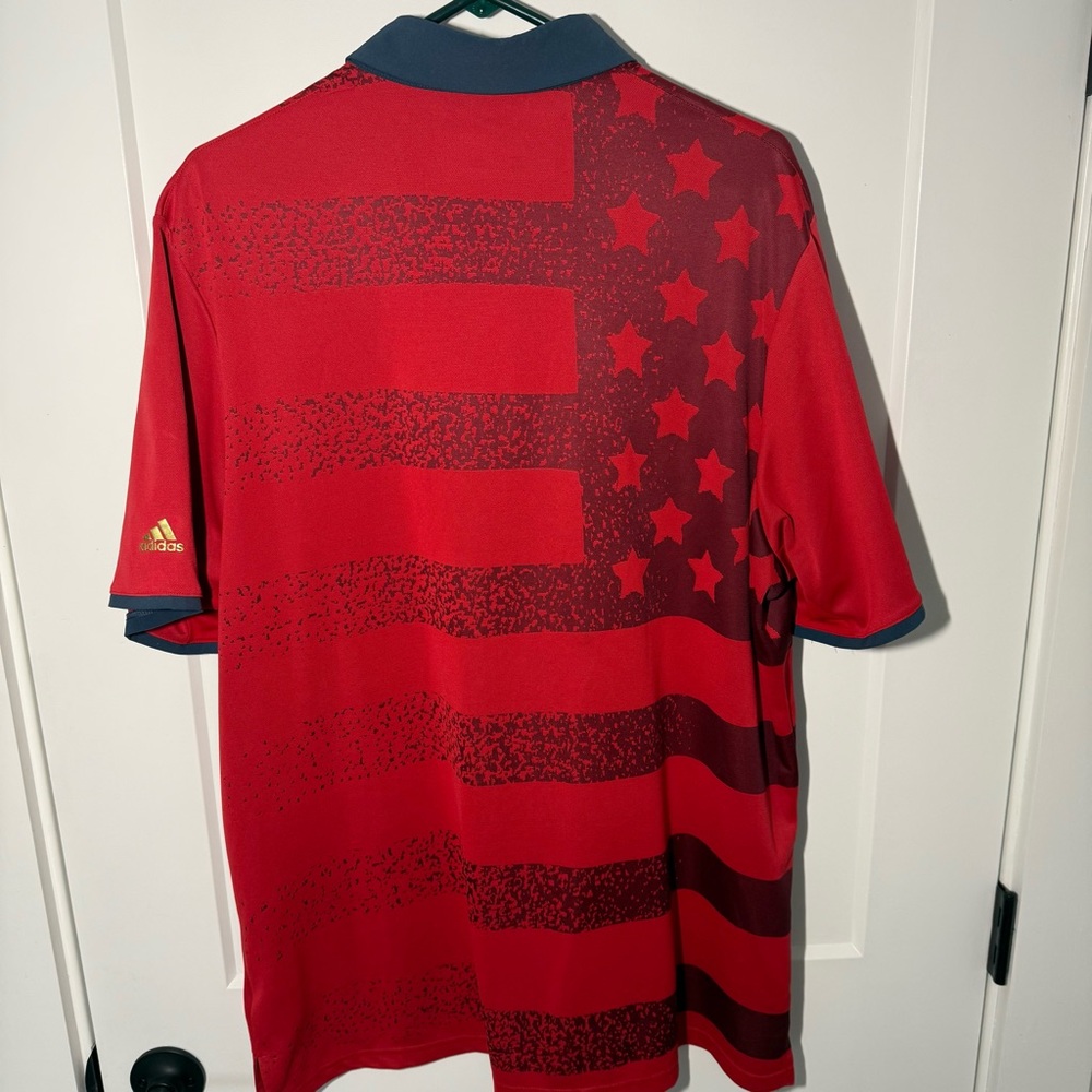 Adidas USA Golf Performance Stretch Polo. American Flag, sweat wicking. Mens XL - Picture 7 of 7